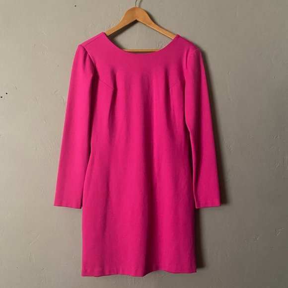 Amanda Uprichard Pink Long Sleeve Dress Back Bow L - Picture 2 of 11